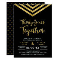 Modern Faux Gold Chevron 30th Anniversary Party Card