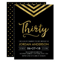 Modern Faux Gold Chevron 30th Birthday Party Card