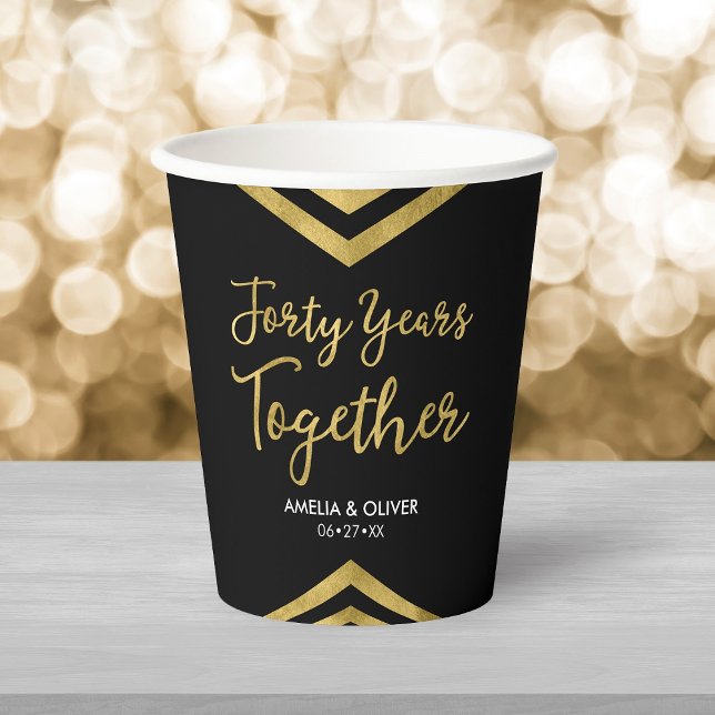 Modern Faux Gold Chevron 40th Anniversary Party Paper Cups (Creator Uploaded)
