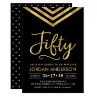 Modern Faux Gold Chevron 50th Birthday Party Card