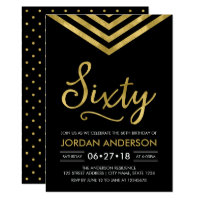 Modern Faux Gold Chevron 60th Birthday Party Card
