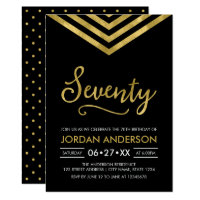 Modern Faux Gold Chevron 70th Birthday Party Card
