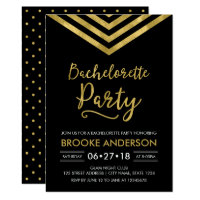 Modern Faux Gold Chevron Bachelorette Party Card