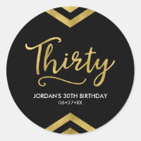 Modern Faux Gold Chevron Geometric 30th Birthday Classic Round Sticker