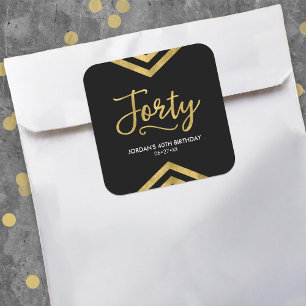 Modern Faux Gold Chevron Geometric 40th Birthday Square Sticker