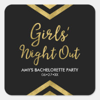 Modern Faux Gold Chevron Girls' Night Out Square Sticker