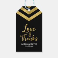 Modern Faux Gold Chevron Love and Thanks Gift Tags