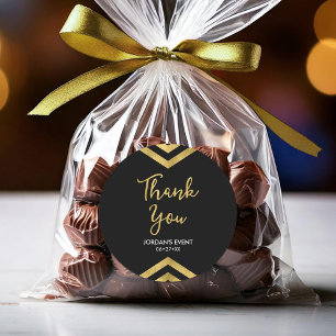 Modern Faux Gold Chevron Thank You Classic Round Sticker