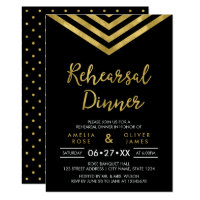 Modern Faux Gold Chevron Wedding Rehearsal Dinner Card