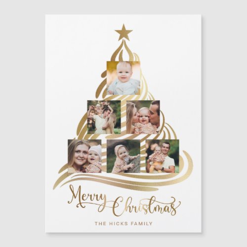 Modern Faux Gold Christmas Tree Family Multiphoto 