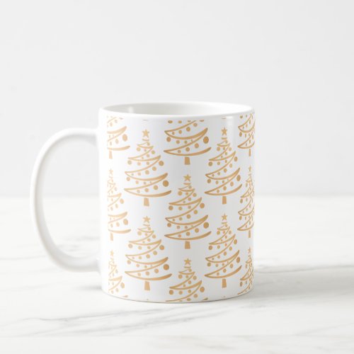 Modern Faux Gold Christmas Tree Pattern Coffee Mug