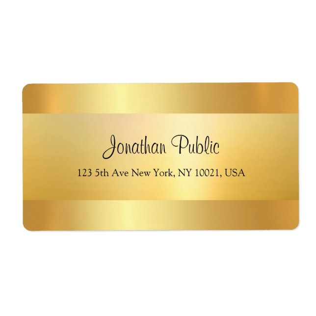 Modern Faux Gold Cool Script Template Shipping Label (Front)