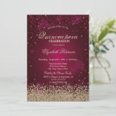 Modern Faux Gold Diamonds Red Quinceañera Invitation (Standing Front)