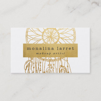Modern Faux Gold Foil Bohemian Dream Catcher Business Card