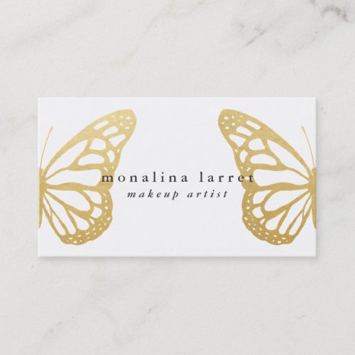 Modern Faux Gold Foil Bohemian Monarch Butterfly  Business Card