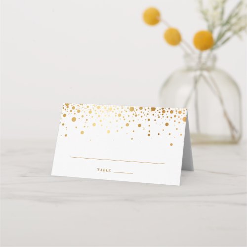 Modern Faux Gold Foil Confetti Dots Wedding Place Card