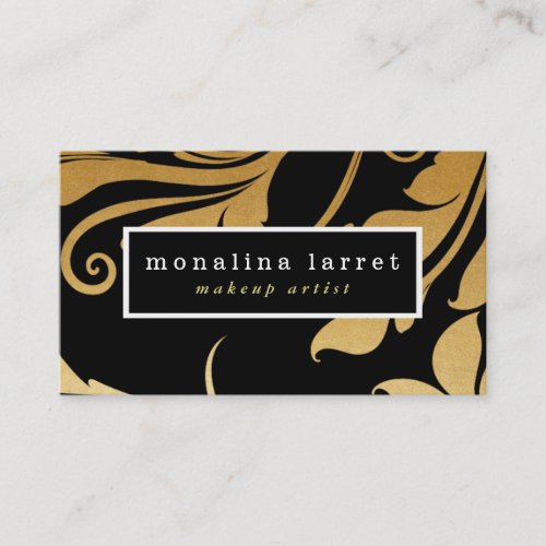 Modern Faux Gold Foil Flourish Pattern Business Card