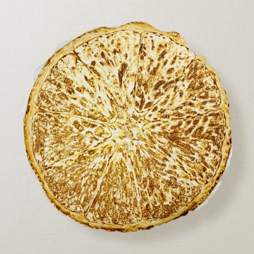 Modern Faux Gold Foil Lemon Slice Round Pillow
