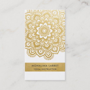 Modern Faux Gold Foil Mandala Mehendi Pattern Business Card