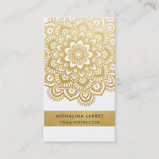 Modern Faux Gold Foil Mandala Mehendi Pattern Business Card