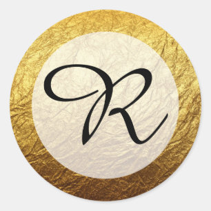 Modern Faux Gold Foil Monogram Classic Round Sticker