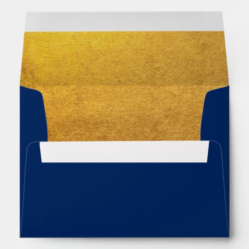 Modern Faux Gold Foil Navy Envelope