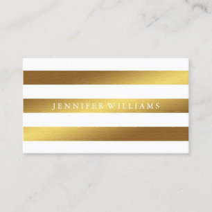 Modern Faux Gold Foil Stripes Pattern Business Card