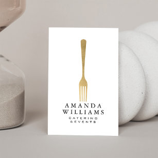 Modern Faux Gold Fork Catering Logo II Business Card