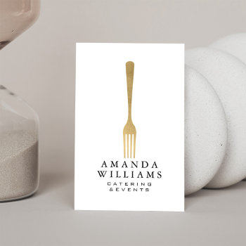 Modern Faux Gold Fork Catering Logo Ii Business Card by 1201am at Zazzle