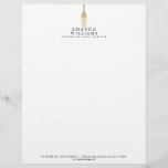 Modern Faux Gold Fork Catering Logo Letterhead<br><div class="desc">Coordinates with the Modern Faux Gold Fork Catering Logo Business Card Template by 1201AM. A chic and luxe design motif of a faux gold fork draws attention to the bold black serif text for your name or business name on this personalized letterhead. Created for catering companies, personal chefs, event planners,...</div>