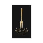 Modern Faux Gold Fork Catering Logo on Black II Business Card Modern Faux Gold Fork Catering Logo on Black II Business Card