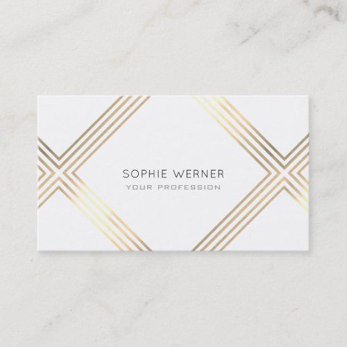 modern faux gold geometric on elegant white business card