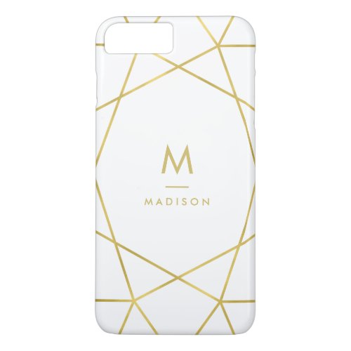 Modern Faux Gold Geometric Pattern on White iPhone 8 Plus7 Plus Case