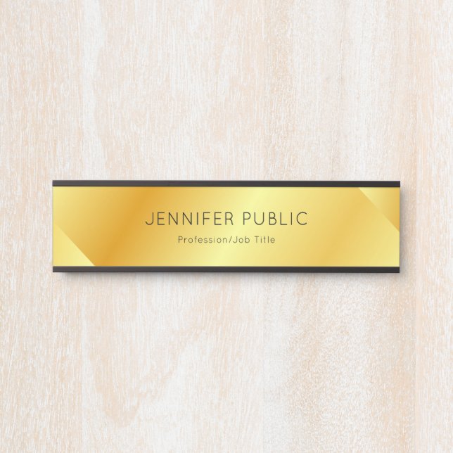 Modern Faux Gold Glamorous Trendy Template Door Sign (Front)