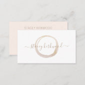 Modern Faux Gold Glitter Circle Logo Elegant Blush Business Card (Front/Back)