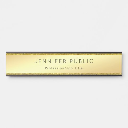 Modern Faux Gold Glitter Glamour Template Stylish Door Sign