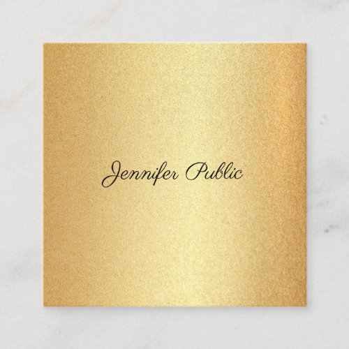 Modern Faux Gold Glitter Hand Script Calligraphy Square Business Card