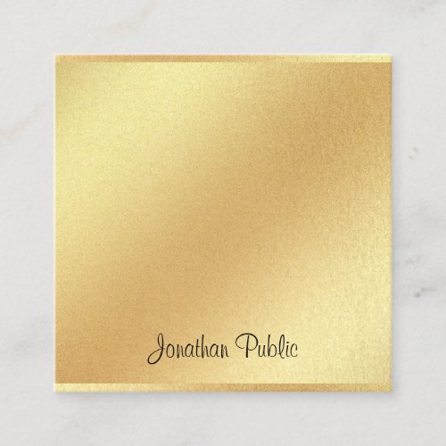Modern Faux Gold Glitter Hand Script Elegant Plain Square Business Card