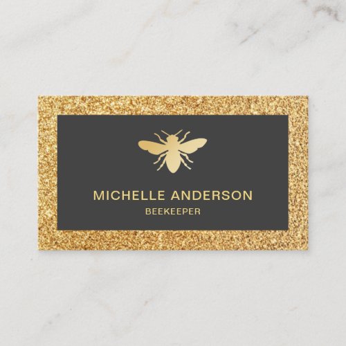 Modern Faux Gold Glitter Honey Bee Beekeeper Business Card