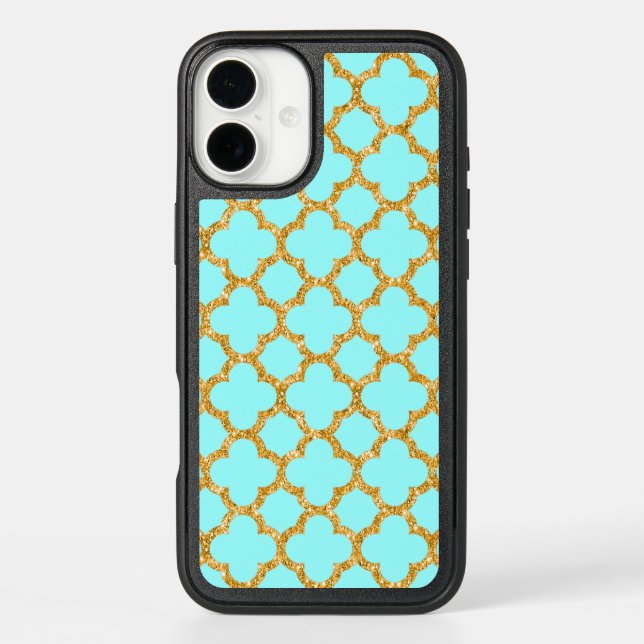 Modern Faux Gold Glitter Mosaic Quatrefoil Art Otterbox iPhone Case (Back)