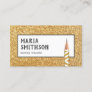 Modern Faux Gold Glitter Pencil School Teacher Business Card