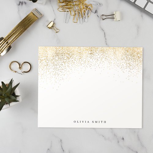 Modern faux gold glitter personalized Stationery Note Card
