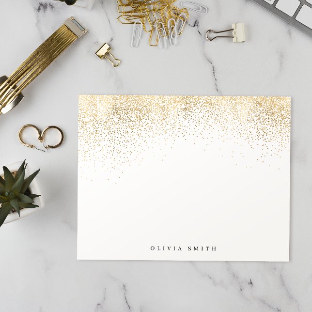 Modern faux gold glitter personalized Stationery Note Card (Modern faux gold glitter personalized Stationery Note Card)