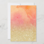 Modern faux gold glitter pink watercolor Sweet 16 Invitation (Back)