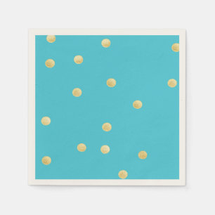 Modern,Faux Gold Glitter Polka Dots,Blue Paper Napkins