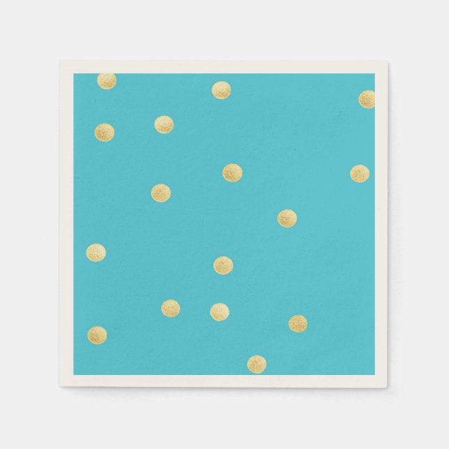 Modern,Faux Gold Glitter Polka Dots,Blue Paper Napkins (Front)