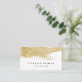 Modern Faux Gold Glitter Sparkle Brush Stroke Business Card (Standing Front)