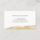 Modern Faux Gold Glitter Sparkle Brush Stroke Business Card (Back)