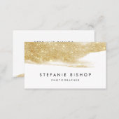 Modern Faux Gold Glitter Sparkle Brush Stroke Business Card (Front/Back)
