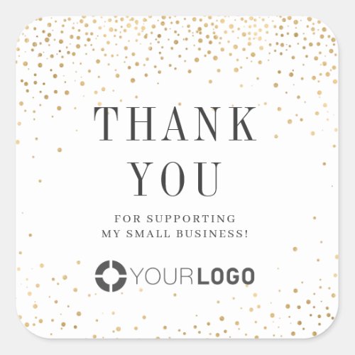 Modern faux gold glitter thank you square sticker